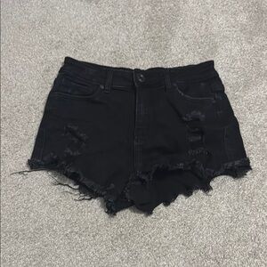 Women's Black Distressed Denim Shorts